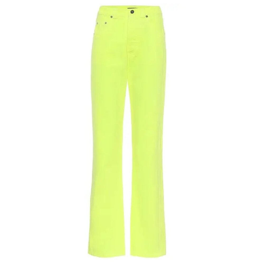 KWAIDAN EDITIONS ACID GREEN HIGH-RISE STRAIGHT LEG JEANS